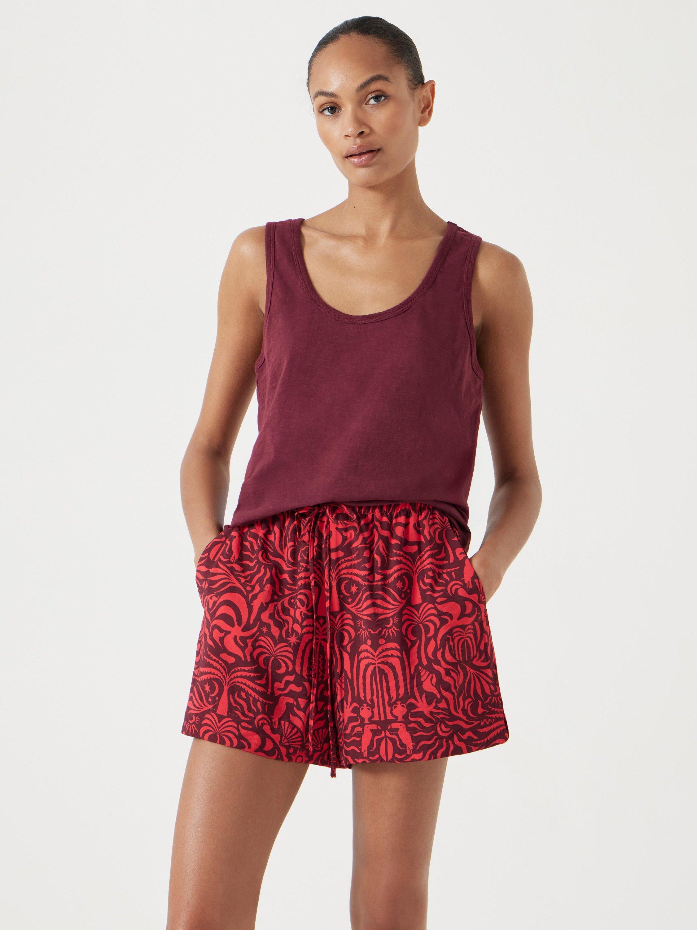 Product image 1 of 5, which shows HUSH Organic Cotton Tank Top, Maroon Red, XXS