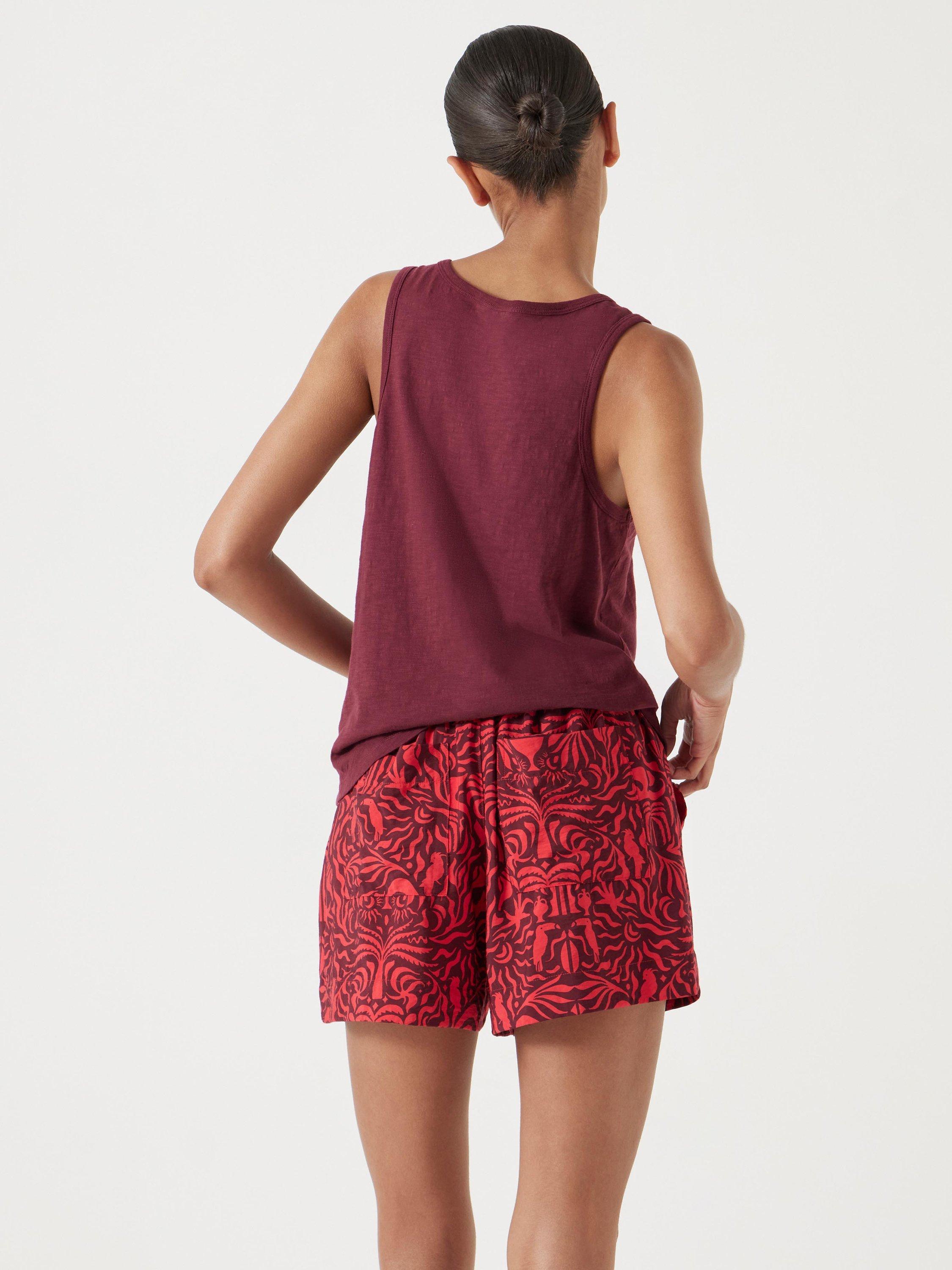 Product image 3 of 5, which shows HUSH Organic Cotton Tank Top, Maroon Red, XXS