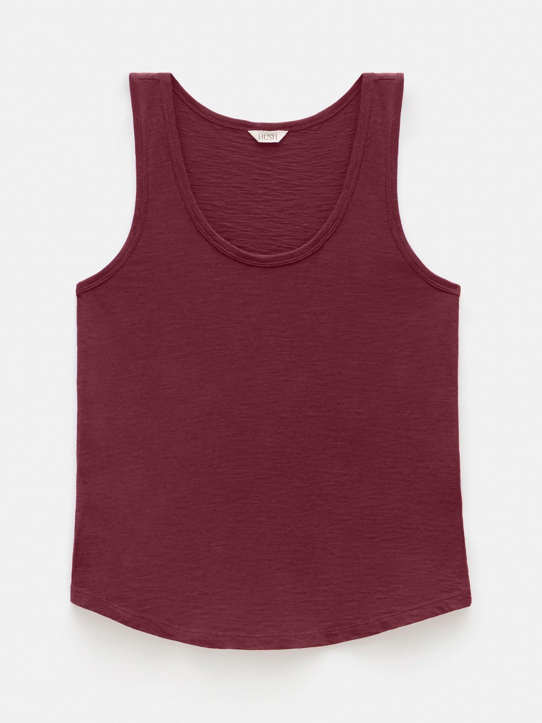 Product image 5 of 5, which shows HUSH Organic Cotton Tank Top, Maroon Red, XXS
