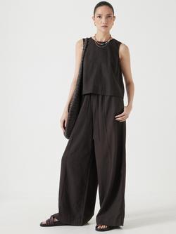 HUSH Linen Blend Vera Shell Top containing LENZING™ ECOVERO™ Viscose - view 2, Dark Brown