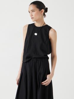 HUSH Linen Blend Vera Shell Top containing LENZING™ ECOVERO™ Viscose, Washed Black