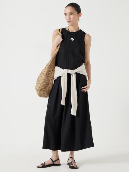 HUSH Linen Blend Vera Shell Top containing LENZING™ ECOVERO™ Viscose - view 2, Washed Black