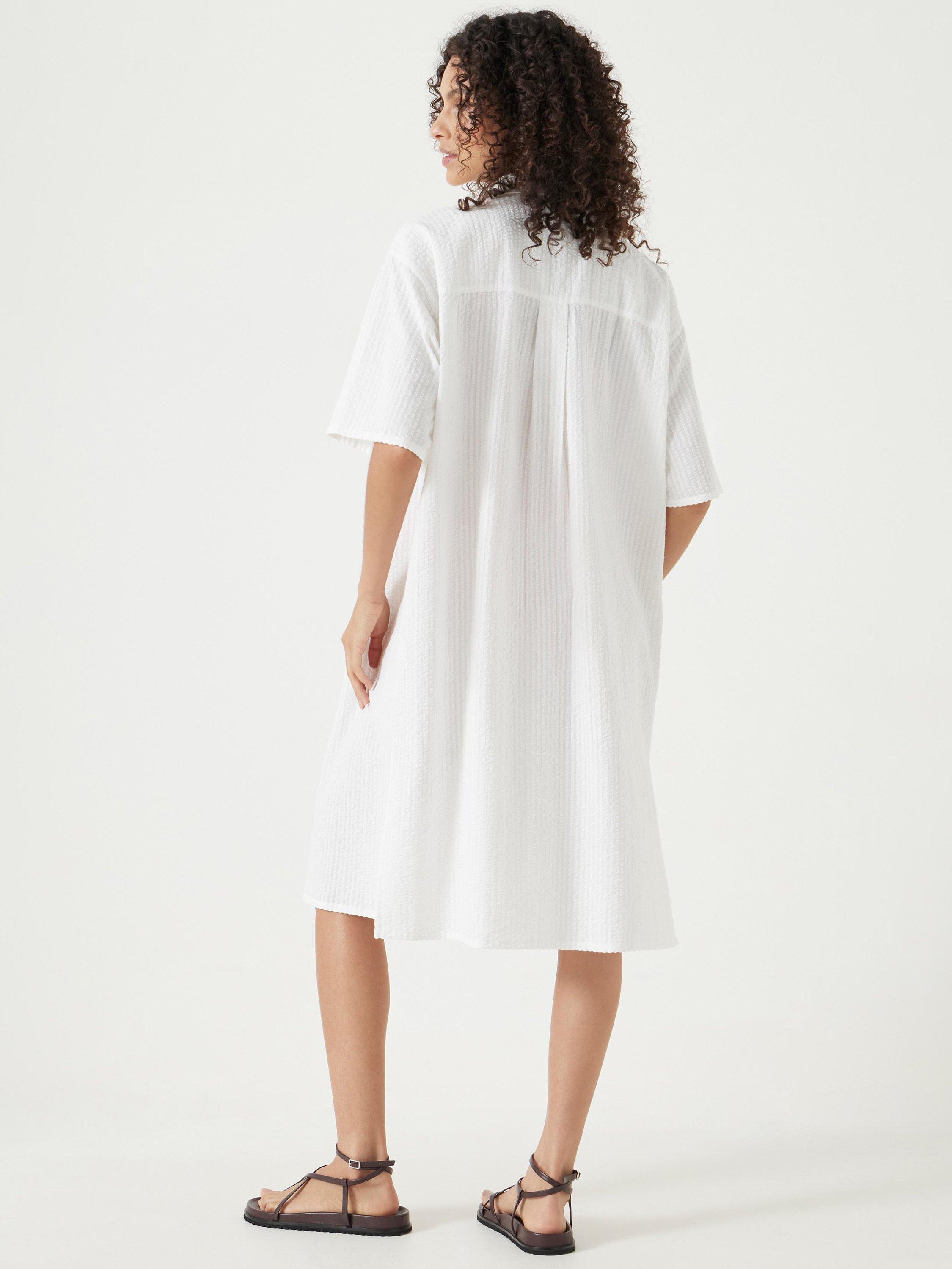 Product image 2 of 5, which shows HUSH Seersucker Tie Front Beach Dress, White, XS-S