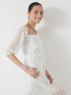 HUSH Off Shoulder Broderie Anglaise Midi Dress - view 2, White