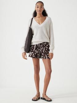 HUSH Linen Blend V-Neck Long Sleeve Jumper - view 2, Natural