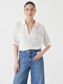 HUSH Stitch Collar Top, Soft White, Soft White