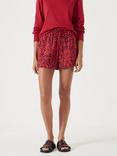 HUSH Margot Air Flow Abstract Shorts, Port/Red Lotus
