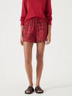 HUSH Margot Air Flow Abstract Shorts, Port/Red Lotus, Port/Red Lotus