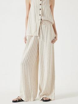 HUSH Petunia Linen Blend Stripe Trousers, Ecru/Black, Ecru/Black