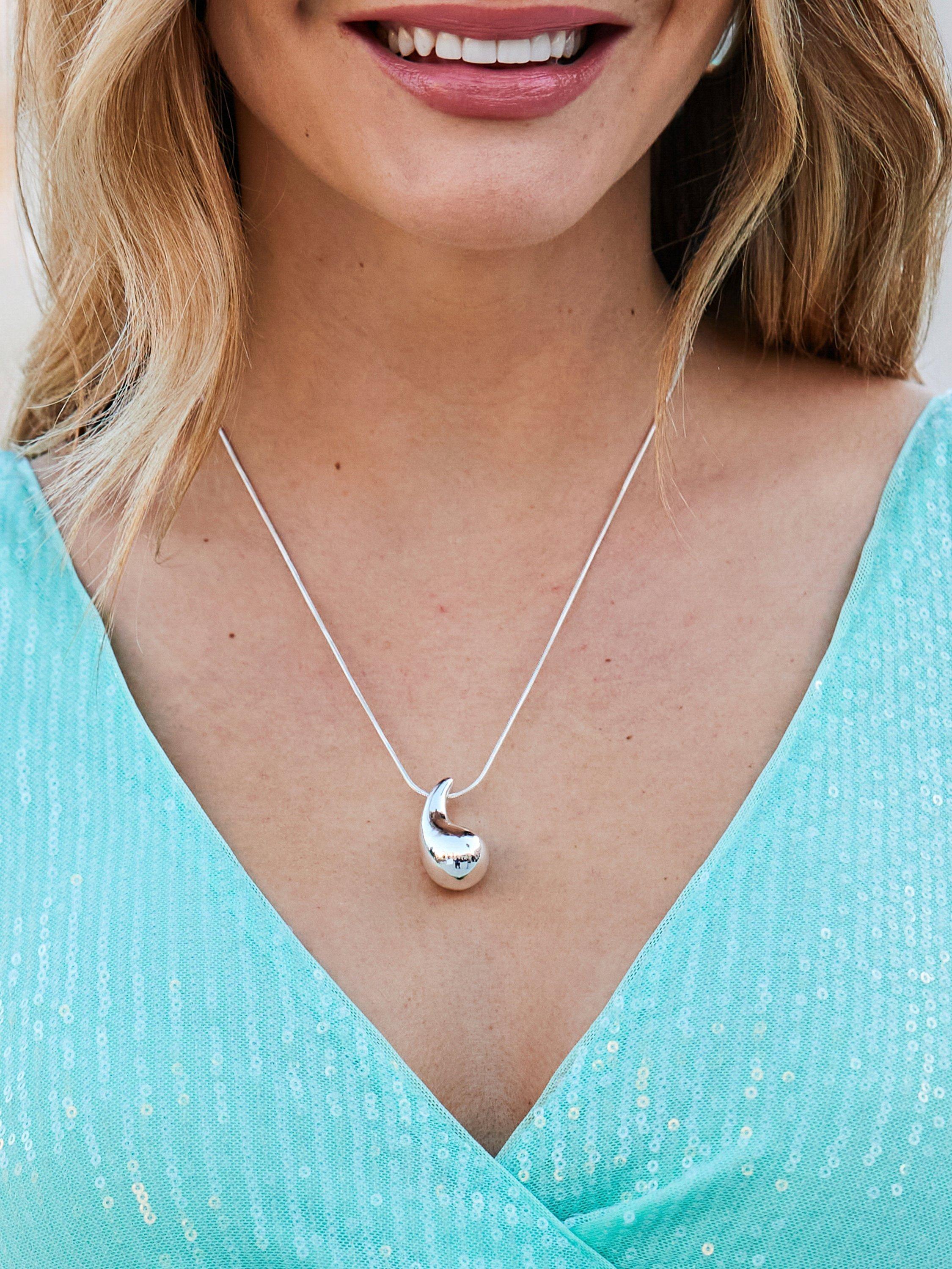 Product image 1 of 2, which shows Sosandar Teardrop Pendant Necklace, Silver