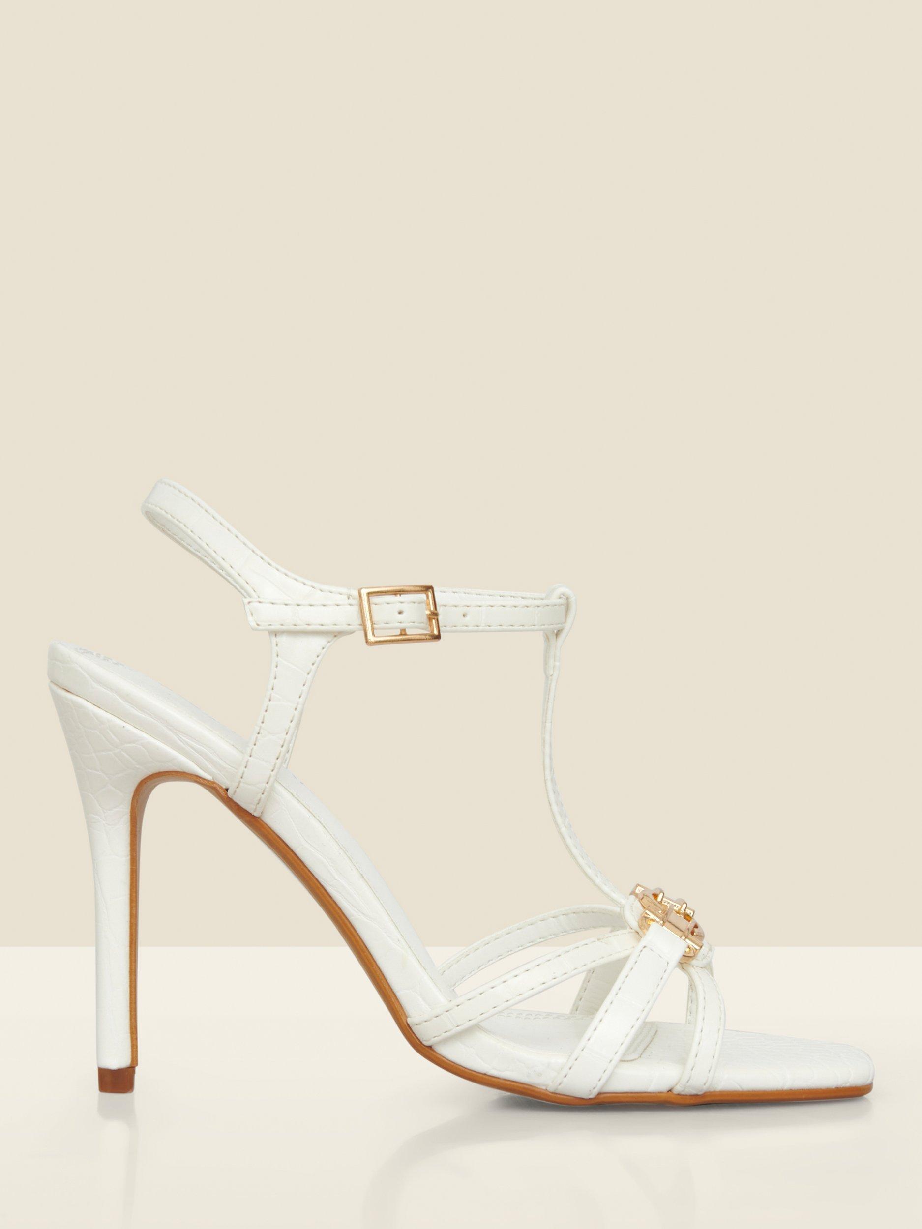 Product image 1 of 5, which shows Sosandar Snaffle Heeled Sandals, Ecru, 3