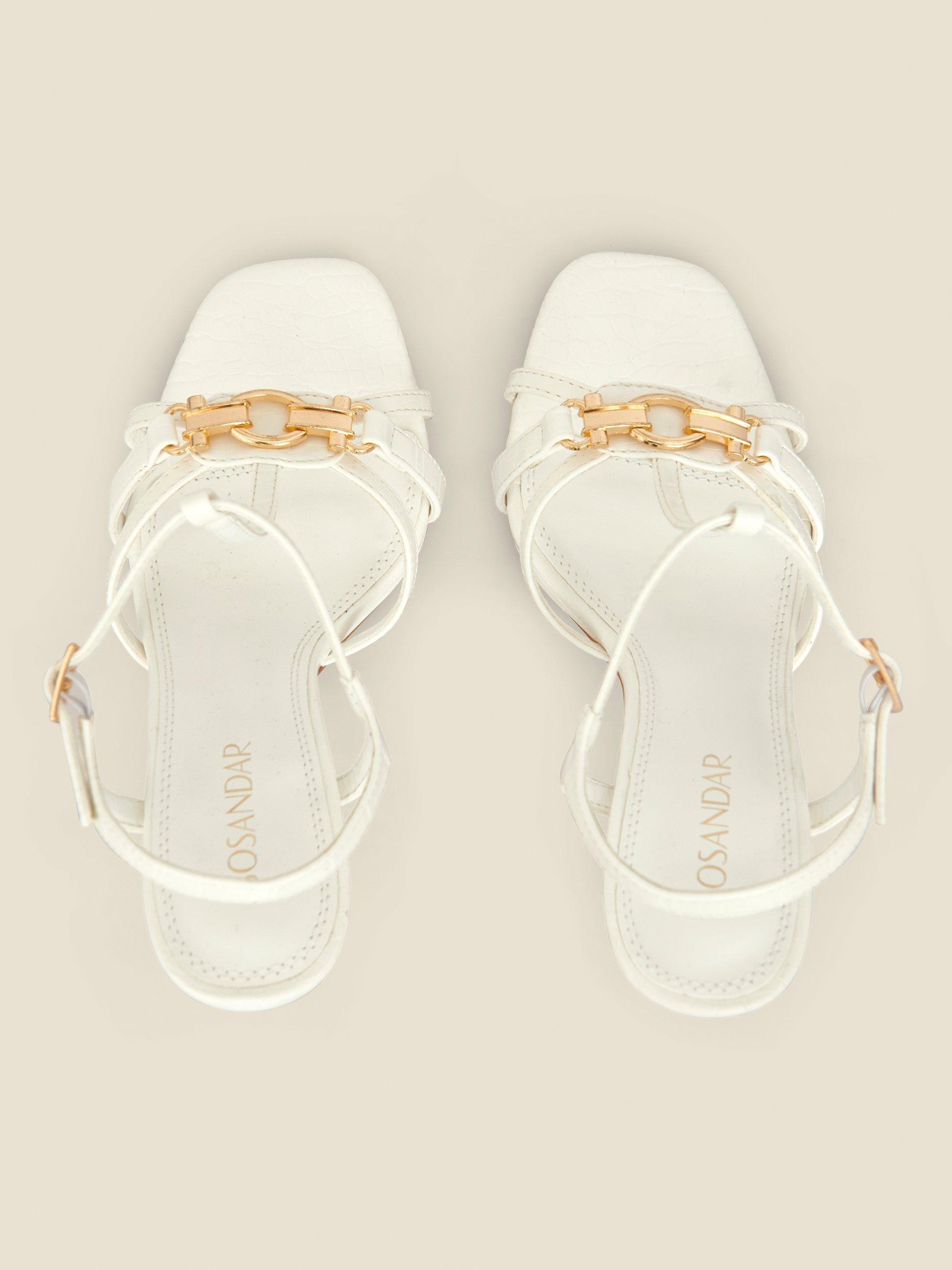 Product image 3 of 5, which shows Sosandar Snaffle Heeled Sandals, Ecru, 3