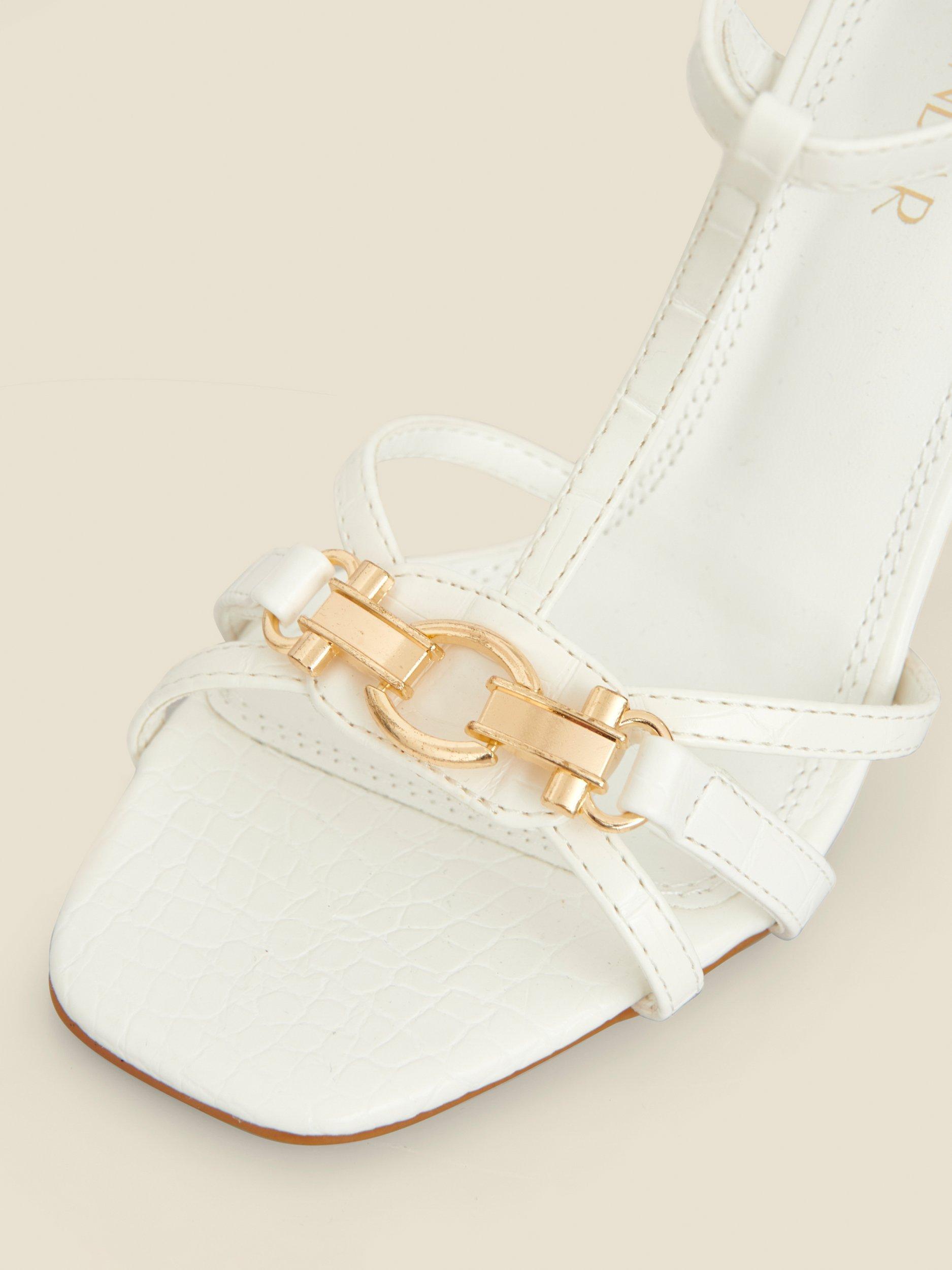 Product image 4 of 5, which shows Sosandar Snaffle Heeled Sandals, Ecru, 3