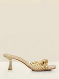Sosandar Knot Detail Kitten Heel Mules, Gold