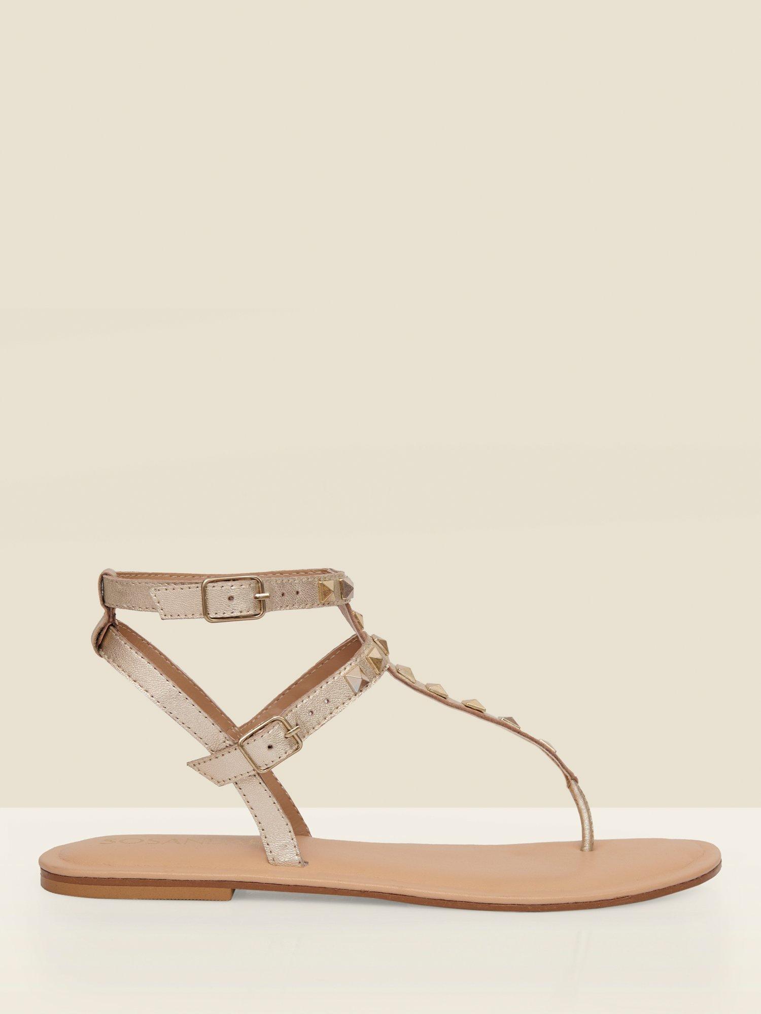 Product image 1 of 4, which shows Sosandar Sapphire Stud Sandals, Gold, 3