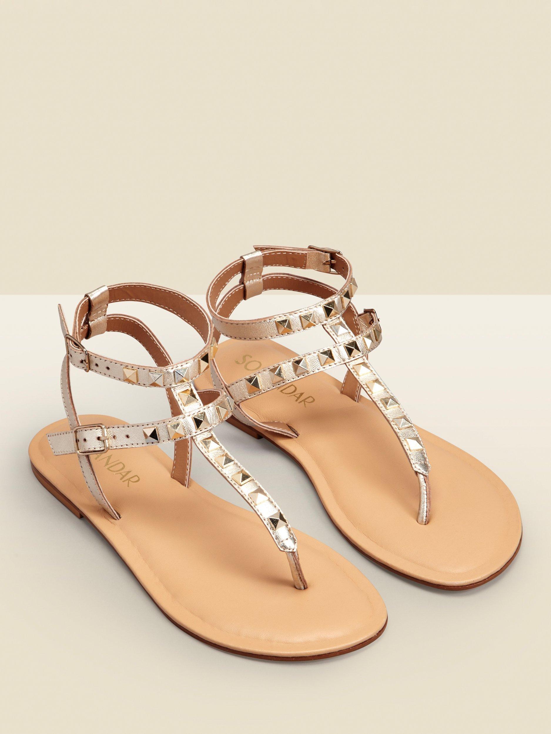 Product image 2 of 4, which shows Sosandar Sapphire Stud Sandals, Gold, 3