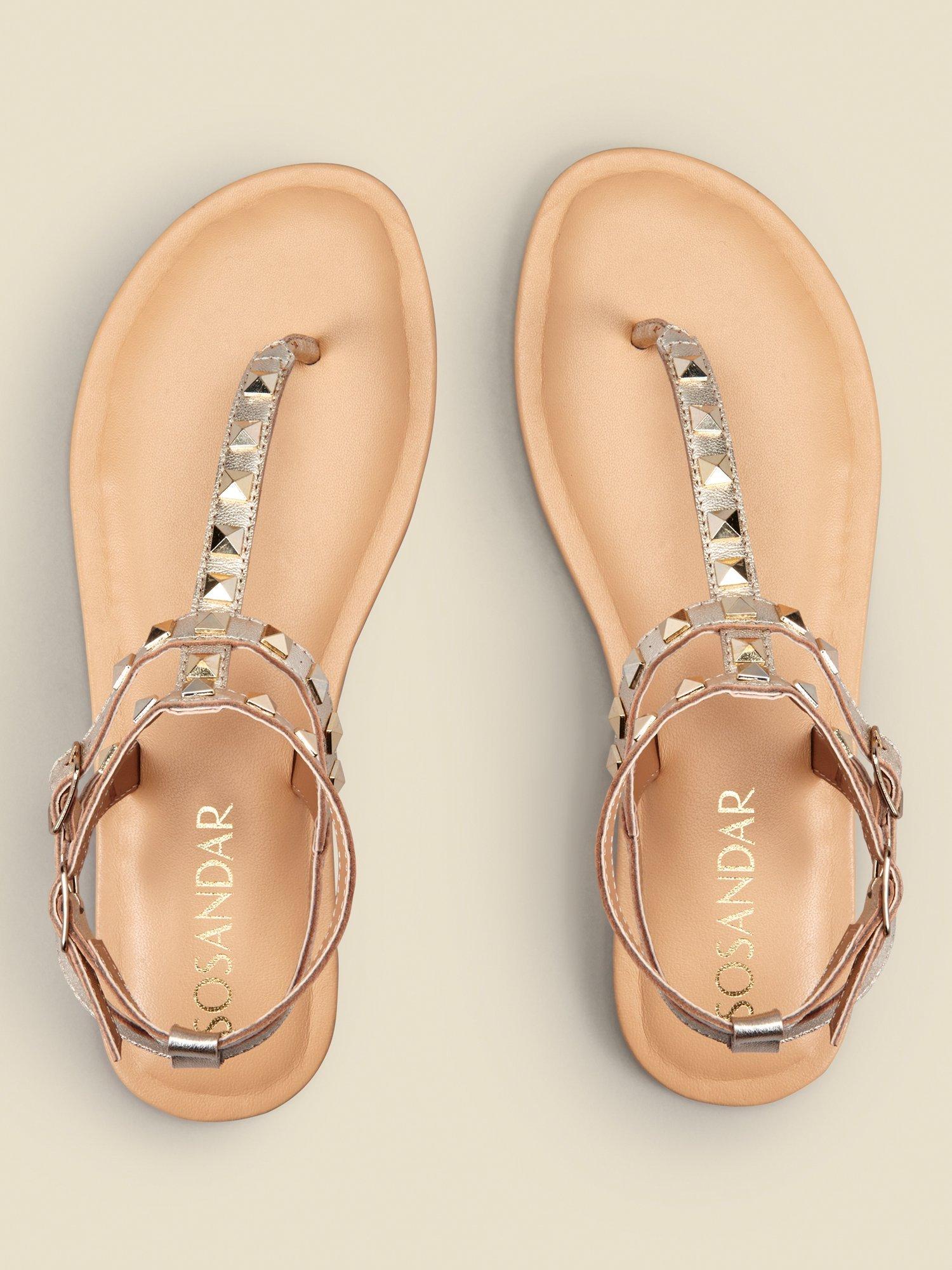 Product image 3 of 4, which shows Sosandar Sapphire Stud Sandals, Gold, 3