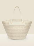 Sosandar Metallic Fleck Chevron Beach Bag, Ivory