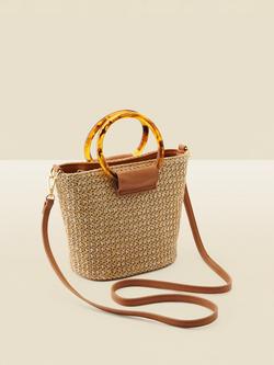 Sosandar Raffia Hoop Grab Bag, Brown - view 2, Brown
