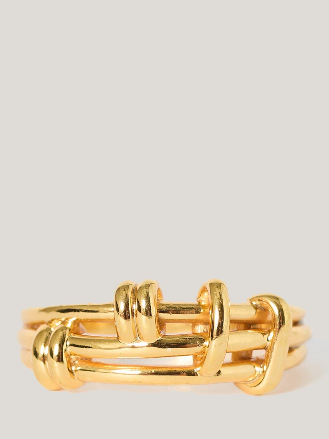 Product image 4 of 4, which shows Jigsaw 24ct Gold Plated Dainty Loops Ring, Gold, L
