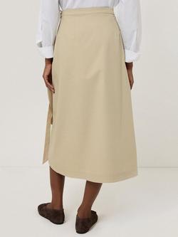 Jigsaw Cotton Blend Wrap Front Midi Skirt, Oatmeal - view 2, Oatmeal