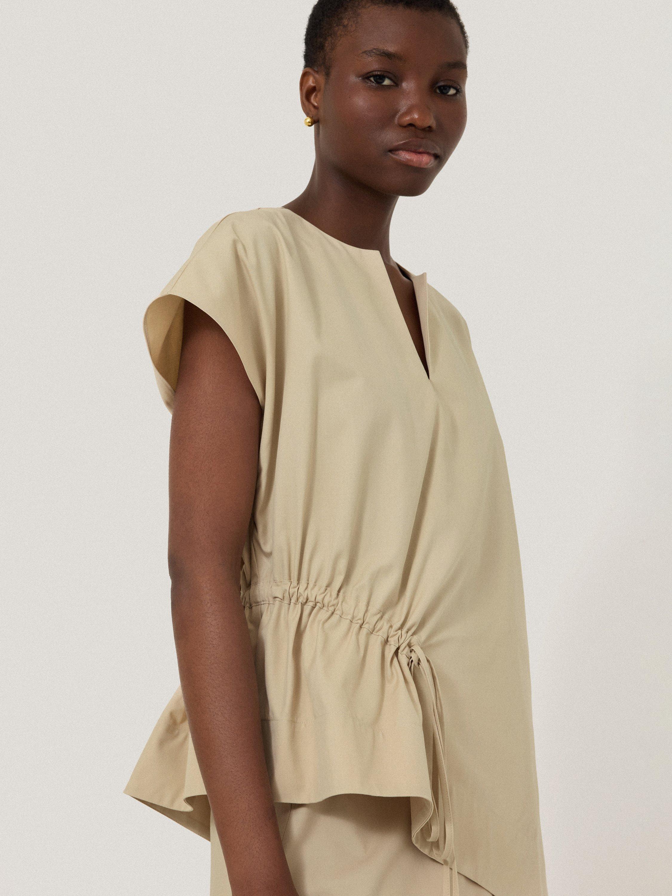 Product image 3 of 6, which shows Jigsaw Cotton Blend Relaxed Tunic, Sand, 6
