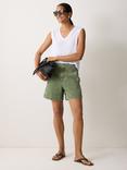 Jigsaw V Neck Sleeveless Linen Top, White