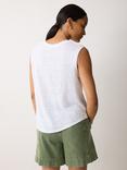 Jigsaw V Neck Sleeveless Linen Top, White