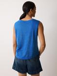 Jigsaw V Neck Sleeveless Linen Top, Blue