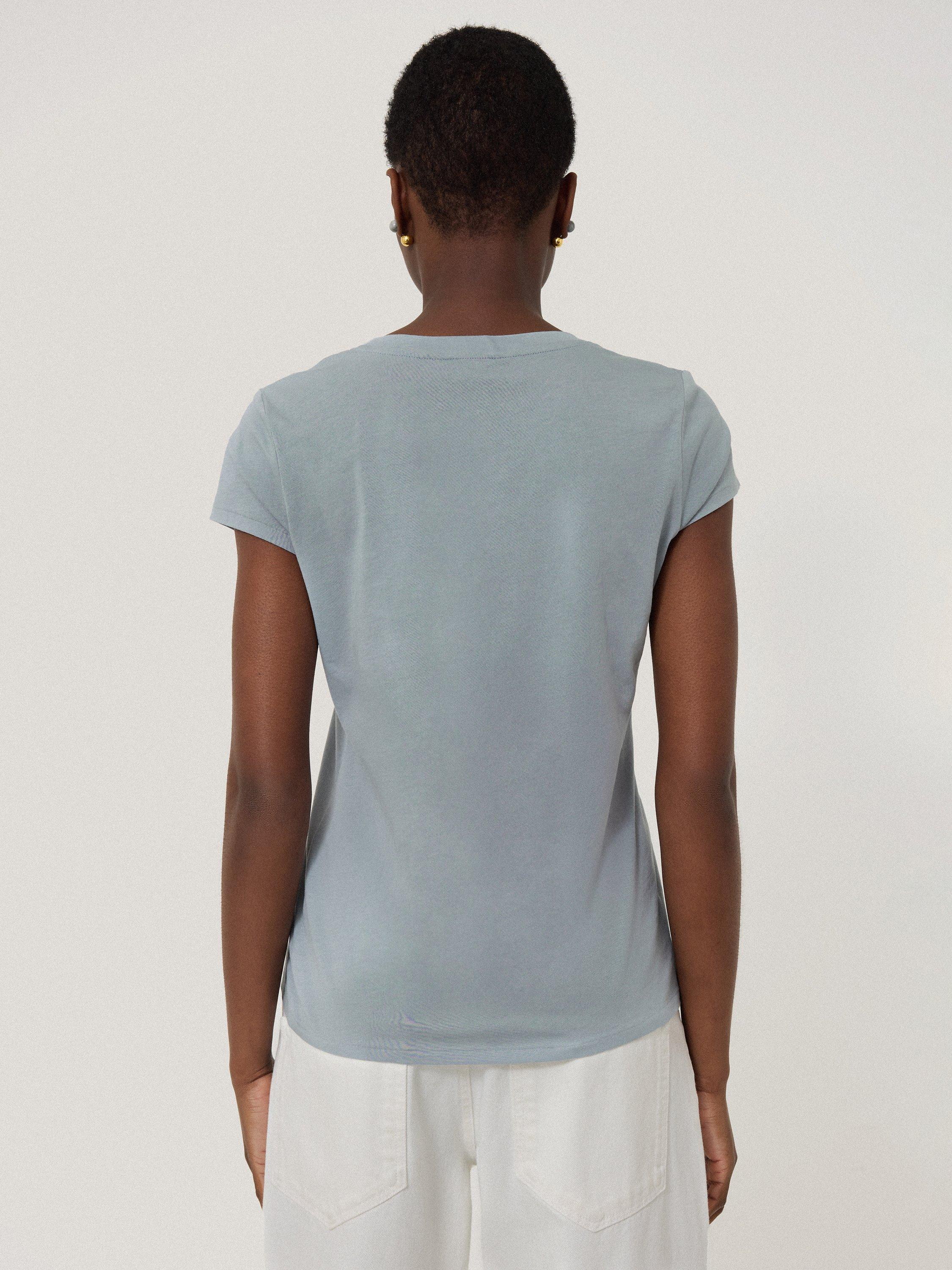 Product image 2 of 6, which shows Jigsaw Supima Cotton Scoop Neck T-Shirt, Summer Rain, XS
