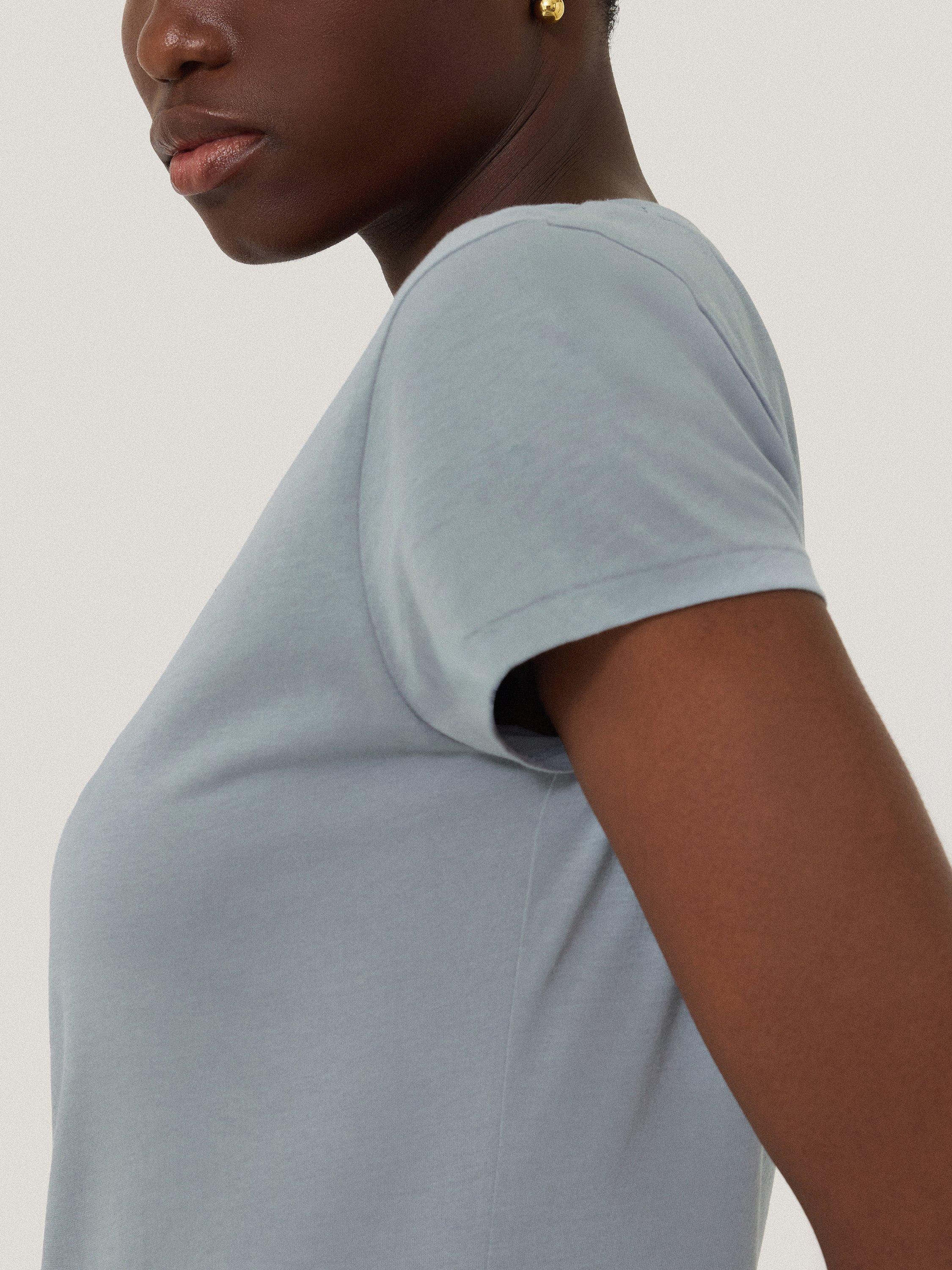 Product image 3 of 6, which shows Jigsaw Supima Cotton Scoop Neck T-Shirt, Summer Rain, XS