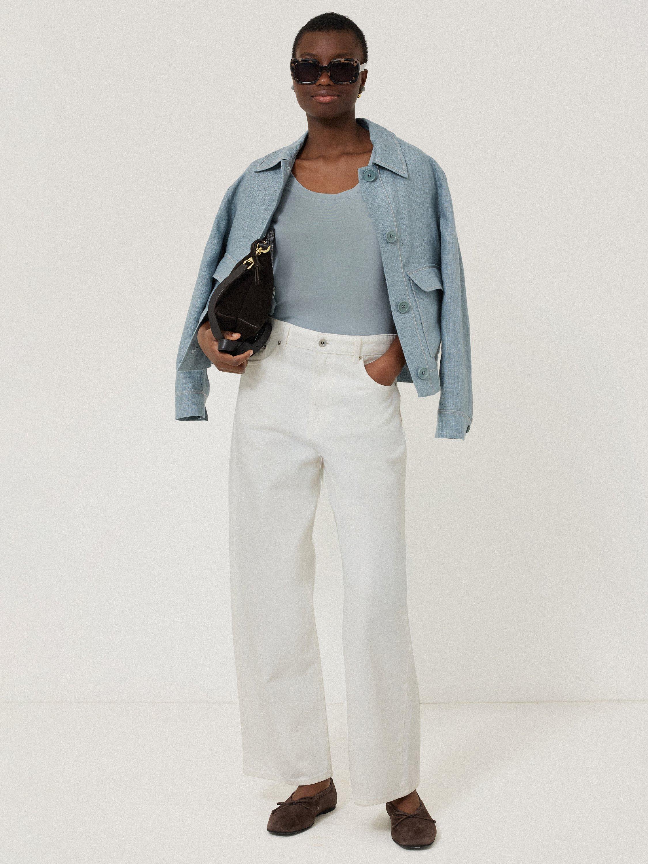 Product image 4 of 6, which shows Jigsaw Supima Cotton Scoop Neck T-Shirt, Summer Rain, XS