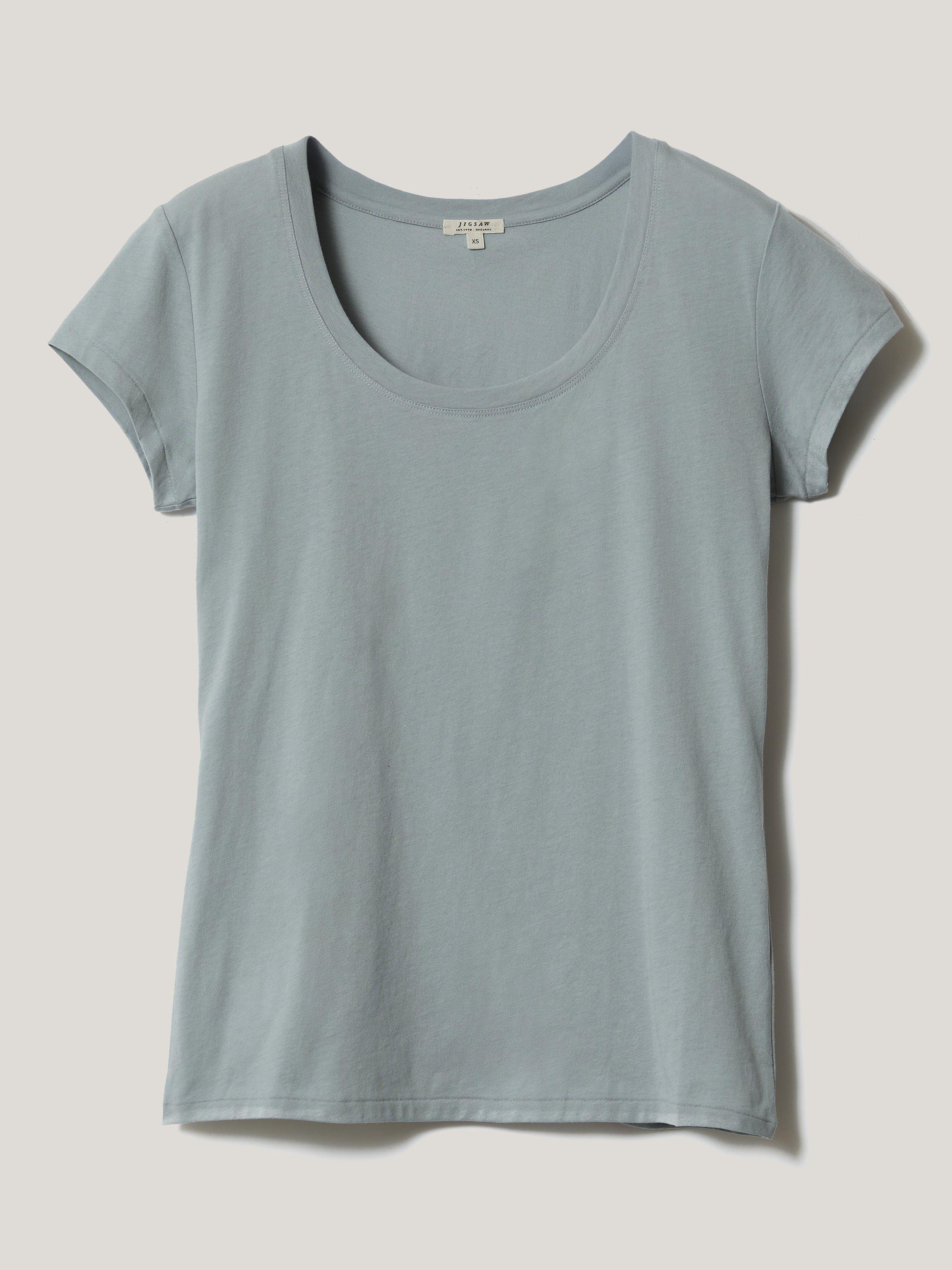 Product image 5 of 6, which shows Jigsaw Supima Cotton Scoop Neck T-Shirt, Summer Rain, XS