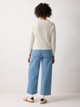 Jigsaw Slub Textured Cotton Blend Jumper, Cream