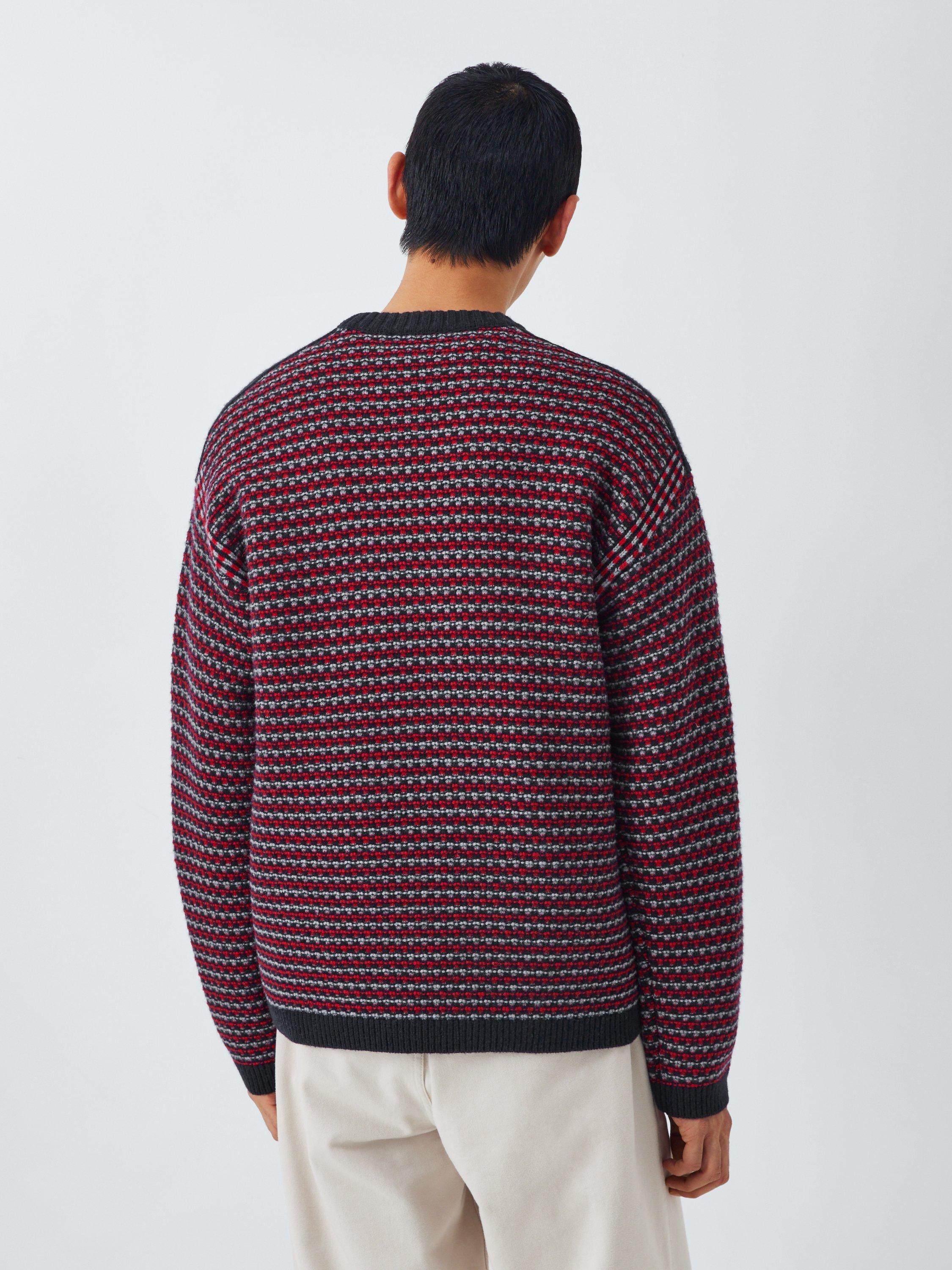 Product image 2 of 6, which shows John Lewis Lambswool Blend Texture Stitch Jumper, Red Multi, M