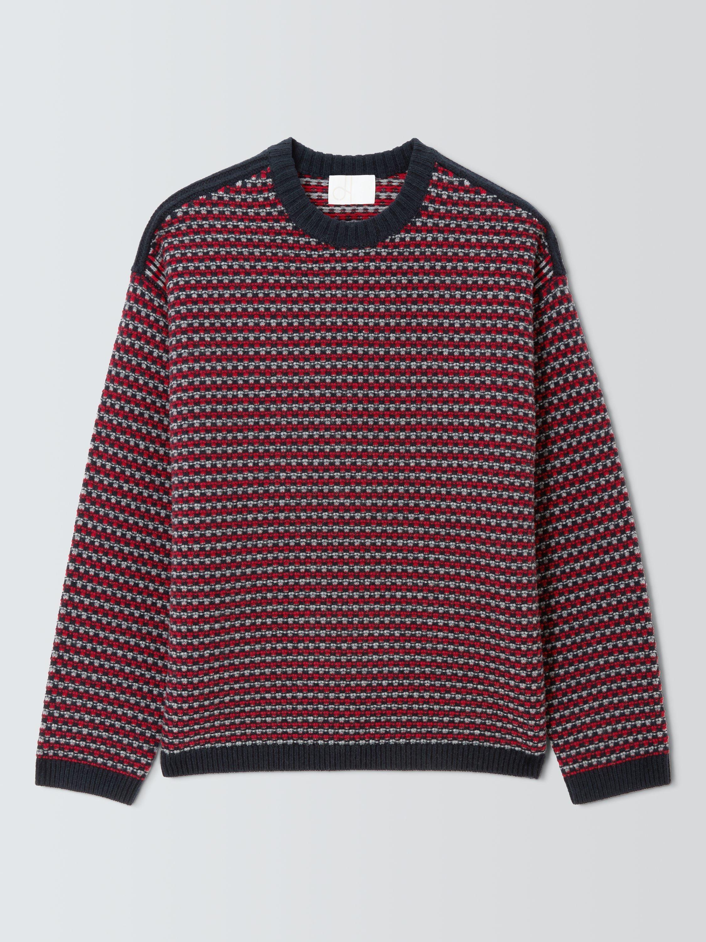 Product image 4 of 6, which shows John Lewis Lambswool Blend Texture Stitch Jumper, Red Multi, M