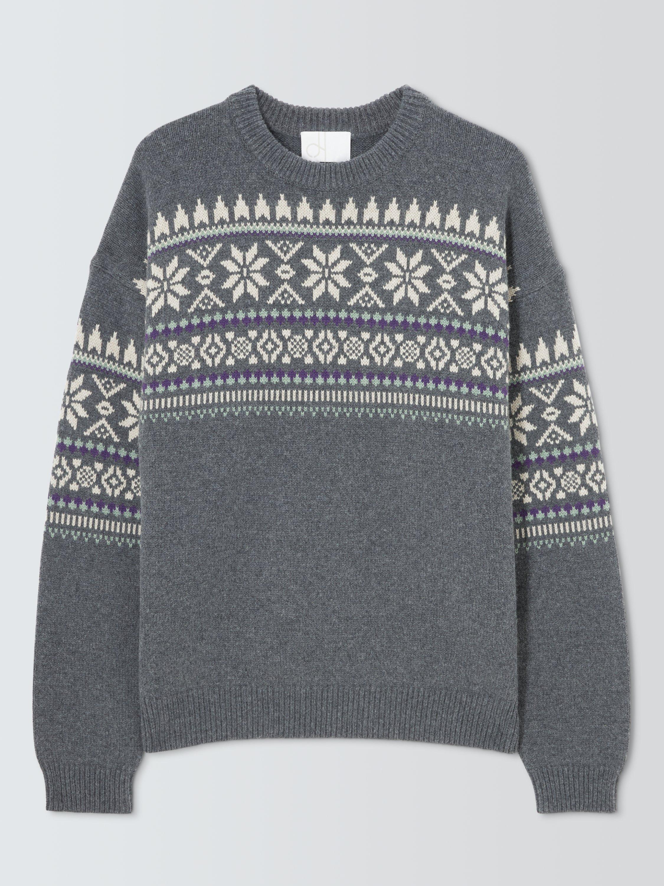Product image 4 of 6, which shows John Lewis Fair Isle Crew Neck Jumper, Charcoal, M