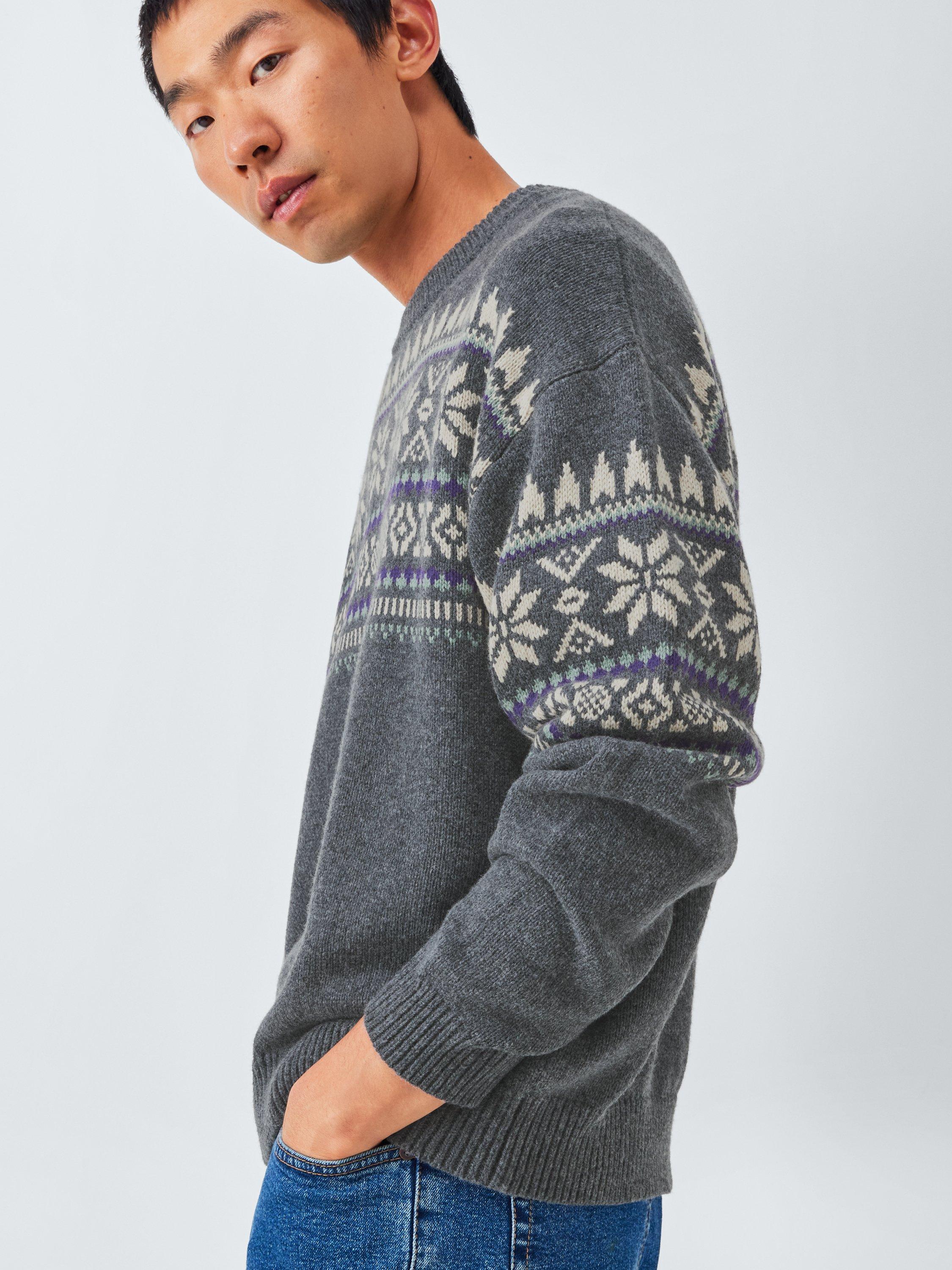 Product image 5 of 6, which shows John Lewis Fair Isle Crew Neck Jumper, Charcoal, M
