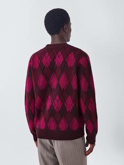John Lewis Lambswool Blend V-Neck Argyle Jumper - view 2, Fig