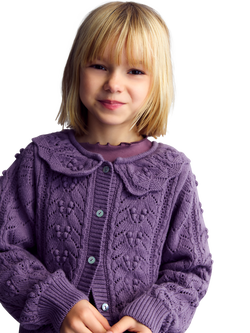 The New Society Kids' Lila Cashmere Blend Cardigan & Skirt Set, Grape Bliss - view 2, Grape Bliss