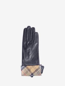 Barbour Lady Jane Leather Gloves, Black/Multi