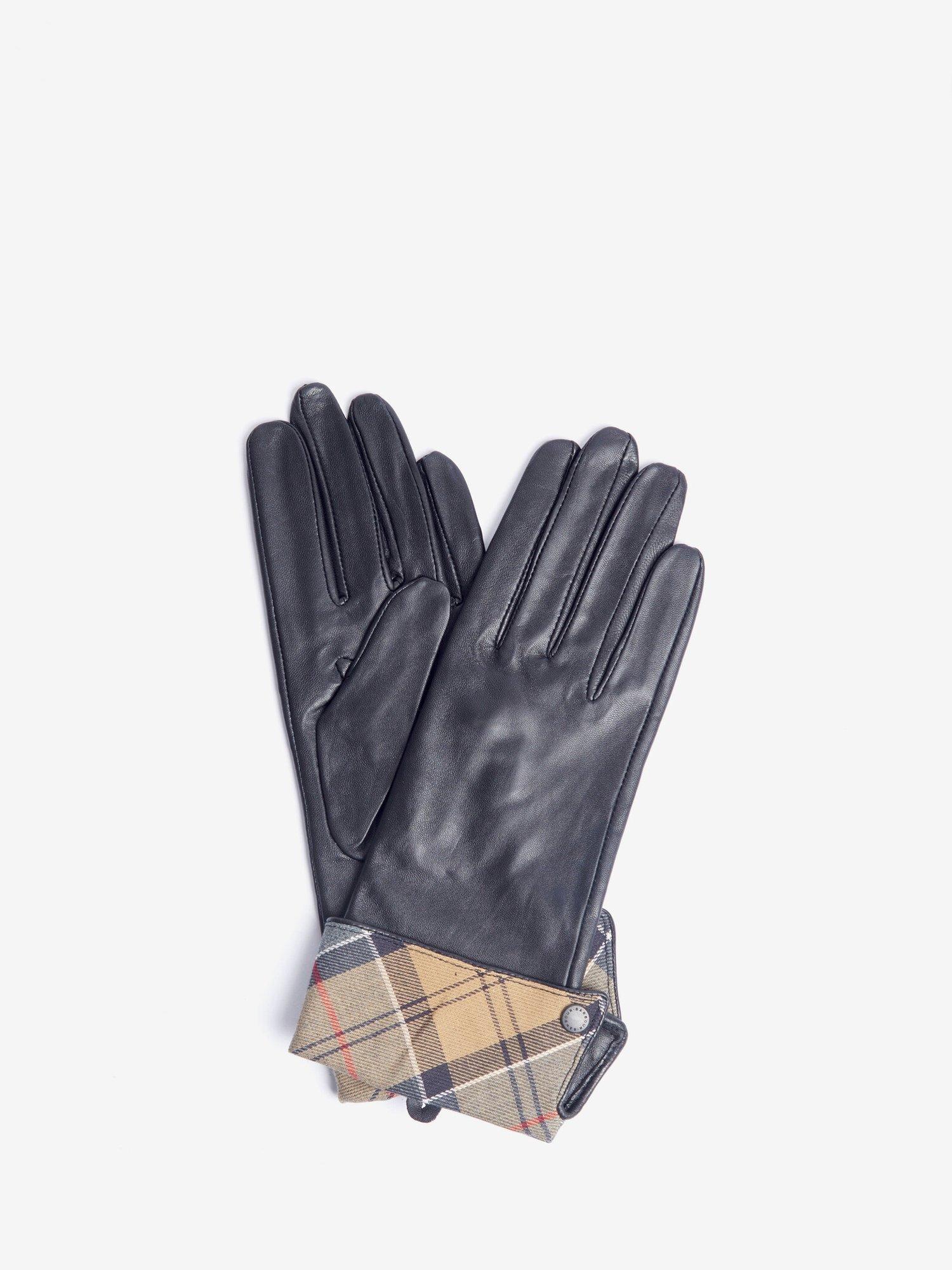 Product image 2 of 4, which shows Barbour Lady Jane Leather Gloves, Black/Multi, S