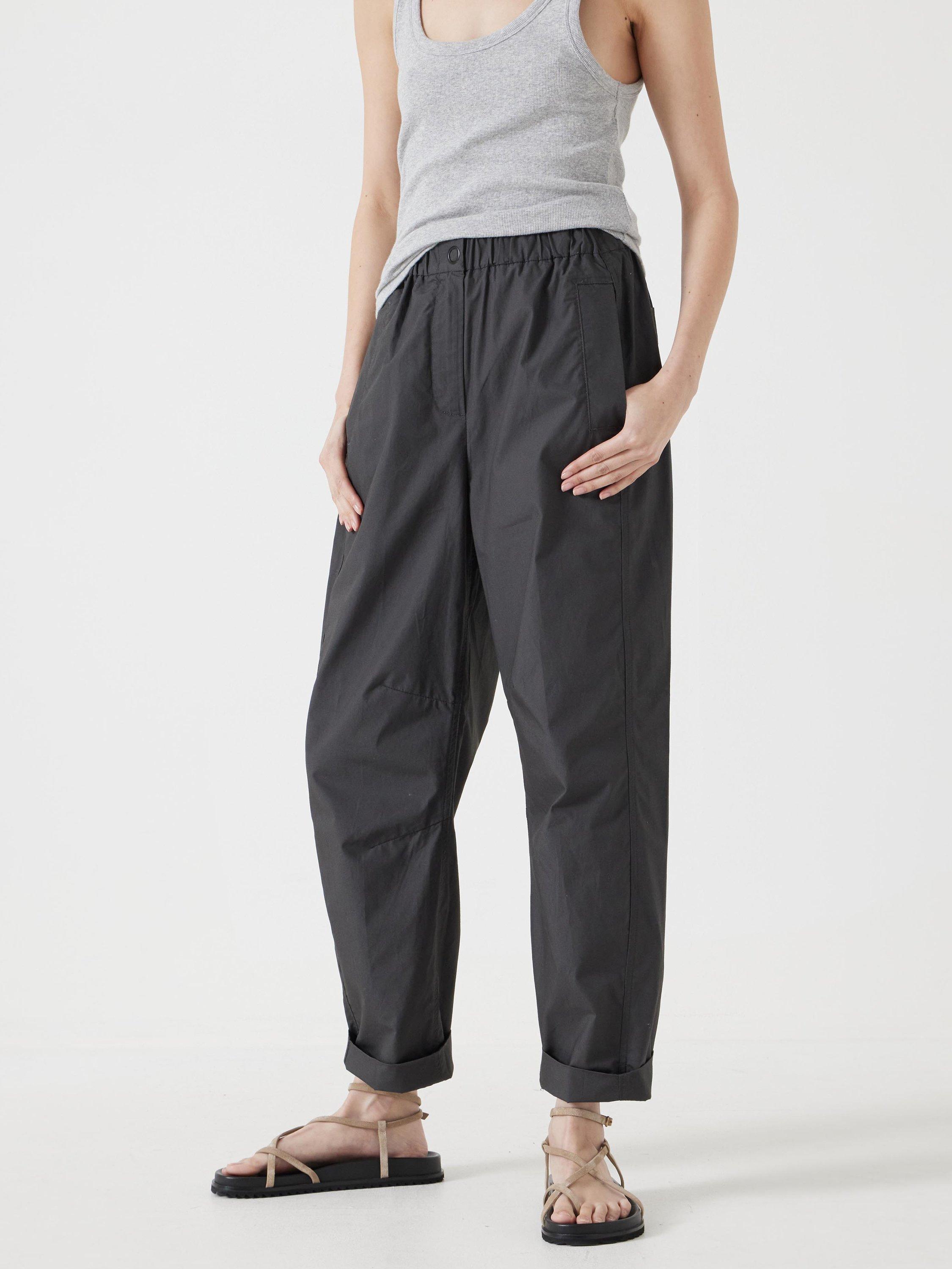 Product image 1 of 5, which shows HUSH Jack Barrel Leg Trousers, Washed Black, 4