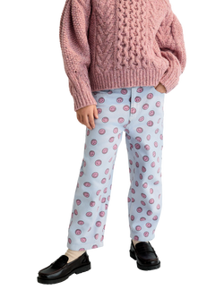 The New Society Kids' SmileyWorld Denim Trousers, Smiley Print, Smiley Print