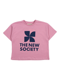 The New Society Kids' Cotton Logo T-Shirt, Dream Blush