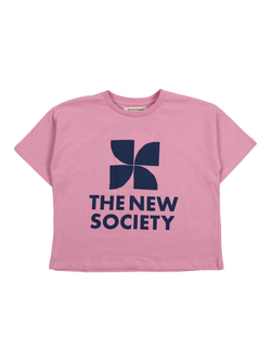 The New Society Kids' Cotton Logo T-Shirt, Dream Blush, Dream Blush