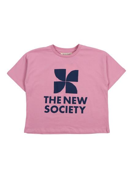 The New Society Kids' Cotton Logo T-Shirt, Dream Blush, Dream Blush