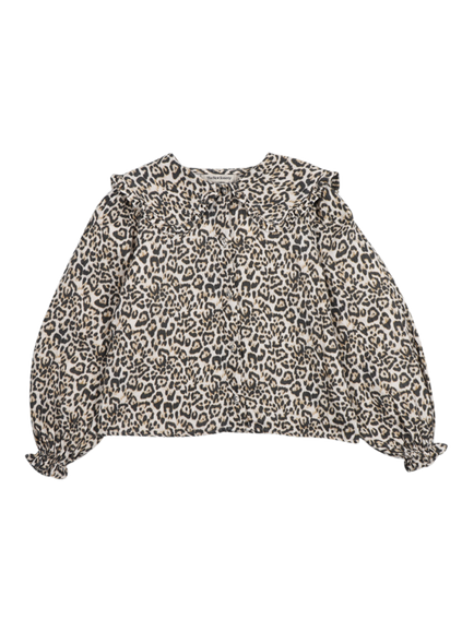 The New Society Kids' Neila Cotton Leopard Print Blouse, Neila Print, Neila Print