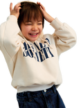 The New Society Kids' Mica Cotton Logo Print Hoodie, Moonlight White