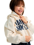 The New Society Kids' Mica Cotton Logo Print Hoodie, Moonlight White